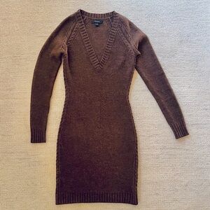 Express Chocolate Brown Knit Sweater Dress